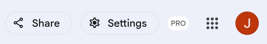 Screenshot of the Google Gemini Notebook menu, showing the Pro tier status